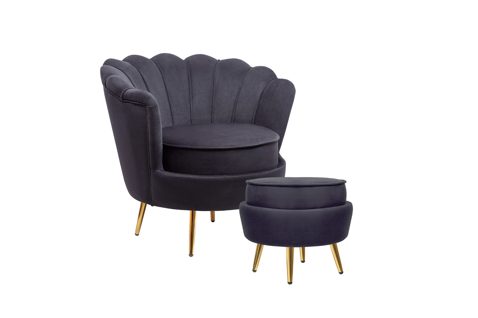 купить Кресло с пуфом ракушка Pearl Black