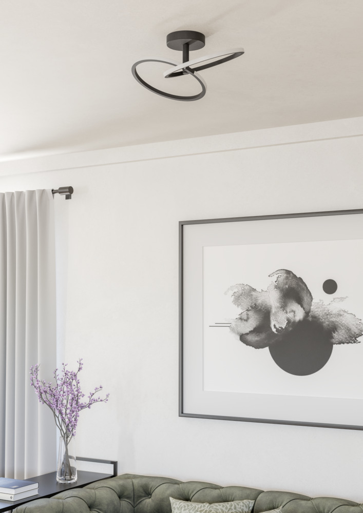 купить 902144 Светодиодный настенно-потолочный светильник с регулировкой цветовой температуры CONGIUNTI, 12W(LED), 2700K, 4000K, 6500K, 1500lm, сталь, черный