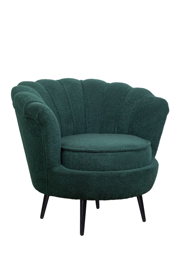 купить Низкое кресло ракушка Pearl зеленый Boucle на черных ножках в Москве купить Низкое кресло ракушка Pearl зеленый Boucle на черных ножках
