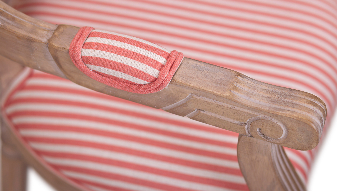 фото Мягкий стул с подлокотниками Volker Arm Pink Pinstripe