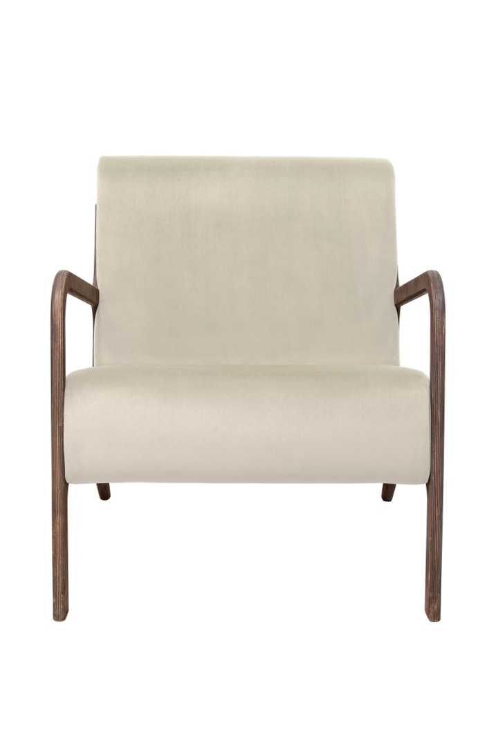 купить Низкое кресло с деревянными подлокотниками Mody Beige бежевый в Москве купить Низкое кресло с деревянными подлокотниками Mody Beige бежевый