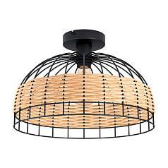 43398 Потол. светильник ANWICK, 1x60W(E27), ?380, H265, сталь, черный/ротанг, натуральный