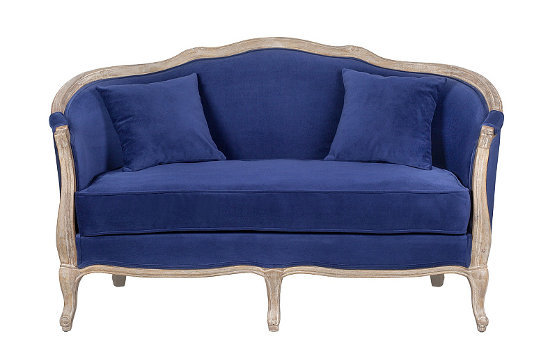 Дизайнерский двухместный диван Darcy 2 ампир синий в Москве Дизайнерский двухместный диван Darcy 2 ампир синий