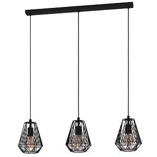 43693 Подвесной потолочный светильник (люстра) STYPE, 3Х40W, E27, L950, B200, H1100, сталь, черный