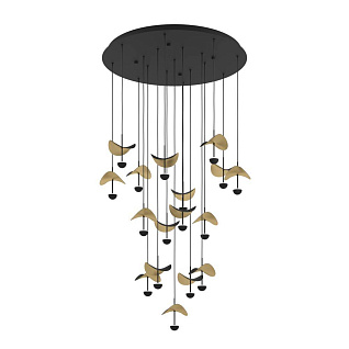 390341 Люстра диммируемая DRACERA, 17X2,3W (LED), 3000K, 4760lm, ?780, сталь, черный/сталь, черный, золотой