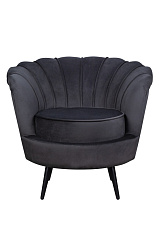 Низкое кресло ракушка Pearl черный на черных ножках