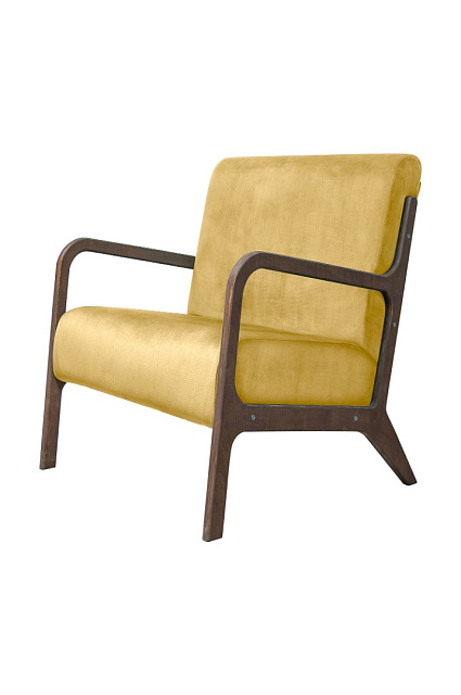 Низкое кресло c деревянными подлокотниками Mody Yellow в Москве Низкое кресло c деревянными подлокотниками Mody Yellow