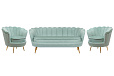 Комплект кресел и дивана ракушка Pearl Triple Green
