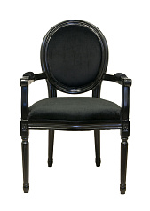 Мягкий стул с подлокотниками Diella Black Velvet
