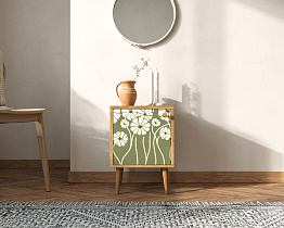 Тумбочка "Berber" с дверкой 53 принт арт BB21/Print_53, разноцветная