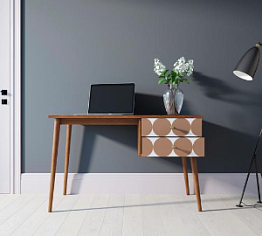 Стол рабочий "Berber" принт 17 с одной тумбой арт BB20/Print_17