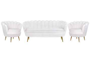 Комплект кресел и дивана ракушка Pearl Triple White Boucle