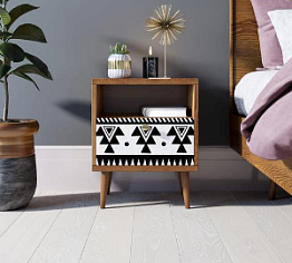 Тумбочка "Berber" с одним ящиком 19 принт арт BB06/Print_19, разноцветная