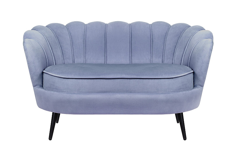 Диван ракушка Pearl Double Blue на черных ножках