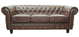 Прямой трехместный диван Chesterfield Brown 3S цвет коричневый