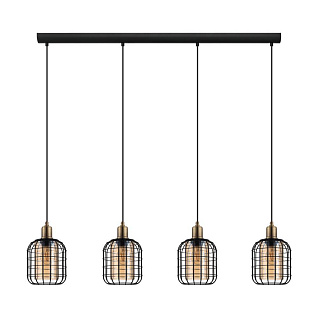 43528 Подвесной потолочный светильник (люстра) CHISLE, 4Х40W, E27, L1300, B165, H1100, сталь/стекло,