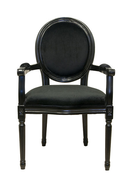 Мягкий стул с подлокотниками Diella Black Velvet