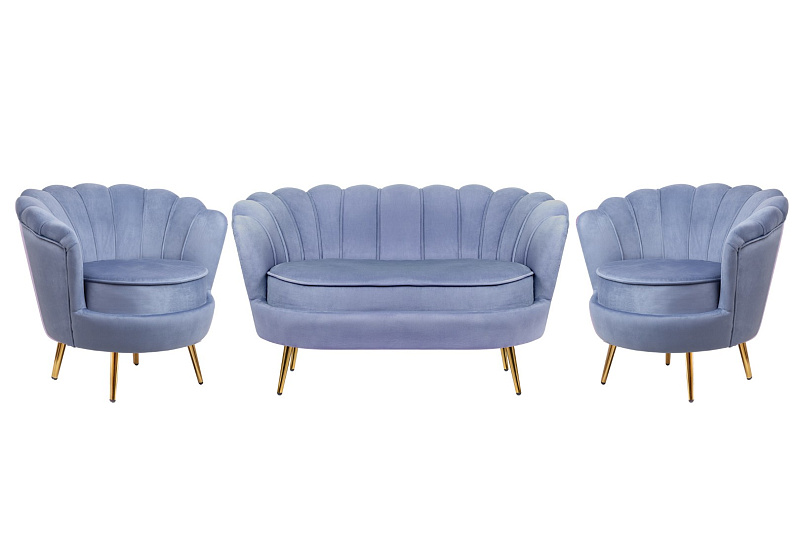 Комплект кресел и дивана ракушка Pearl Double Blue