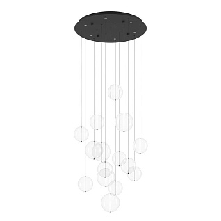 390333 Люстра диммируемая ESPARDELLO, 6X5,4W (LED), 3000K, 3060lm, ?580, сталь, черный/стекло, прозрачный