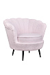 Низкое кресло ракушка Pearl Pink Boucle на черных ножках №1