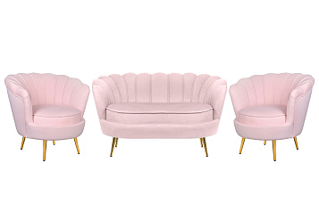 Комплект кресел и дивана ракушка Pearl Double Pink V2