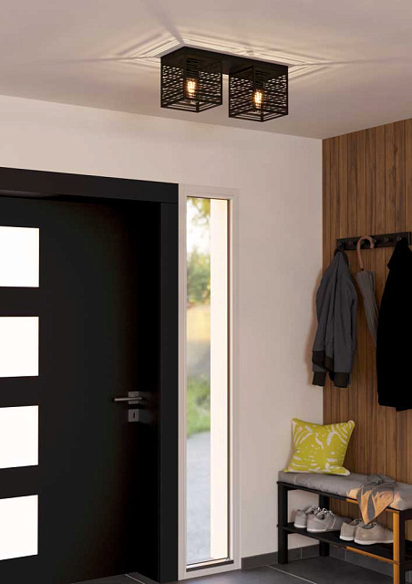 900356 Потолочный светильник PIEDRITAS, 2x40W, E27, L515, B180, H205, сталь, черный