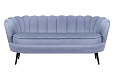 Диван ракушка для гостиниц Pearl Triple Blue на черных ножках