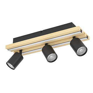 390523 Светодиодный настенно-потолочный светильник GESTEIRA, 23W(LED) ,3000K, 1900lm, сталь, дерево, черный, коричневый, черный