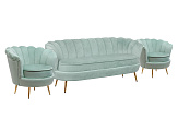 Комплект кресел и дивана ракушка Pearl Triple Green №1