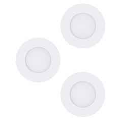 98633 Комплект встраиваемых светильников FUEVA 1, 3X2,8W (LED), 3000K, 1050lm, IP20/44, ?85, литой металл, белый / пластик, белый
