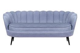 Диван ракушка для гостиниц Pearl Triple Blue на черных ножках