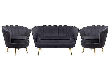 Комплект кресел и дивана ракушка Pearl Double Black