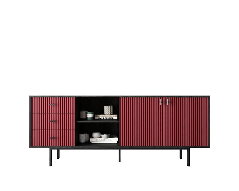 Комод с дверками и нишей "Emerson" арт EM15/red/L в Москве Комод с дверками и нишей "Emerson" арт EM15/red/L