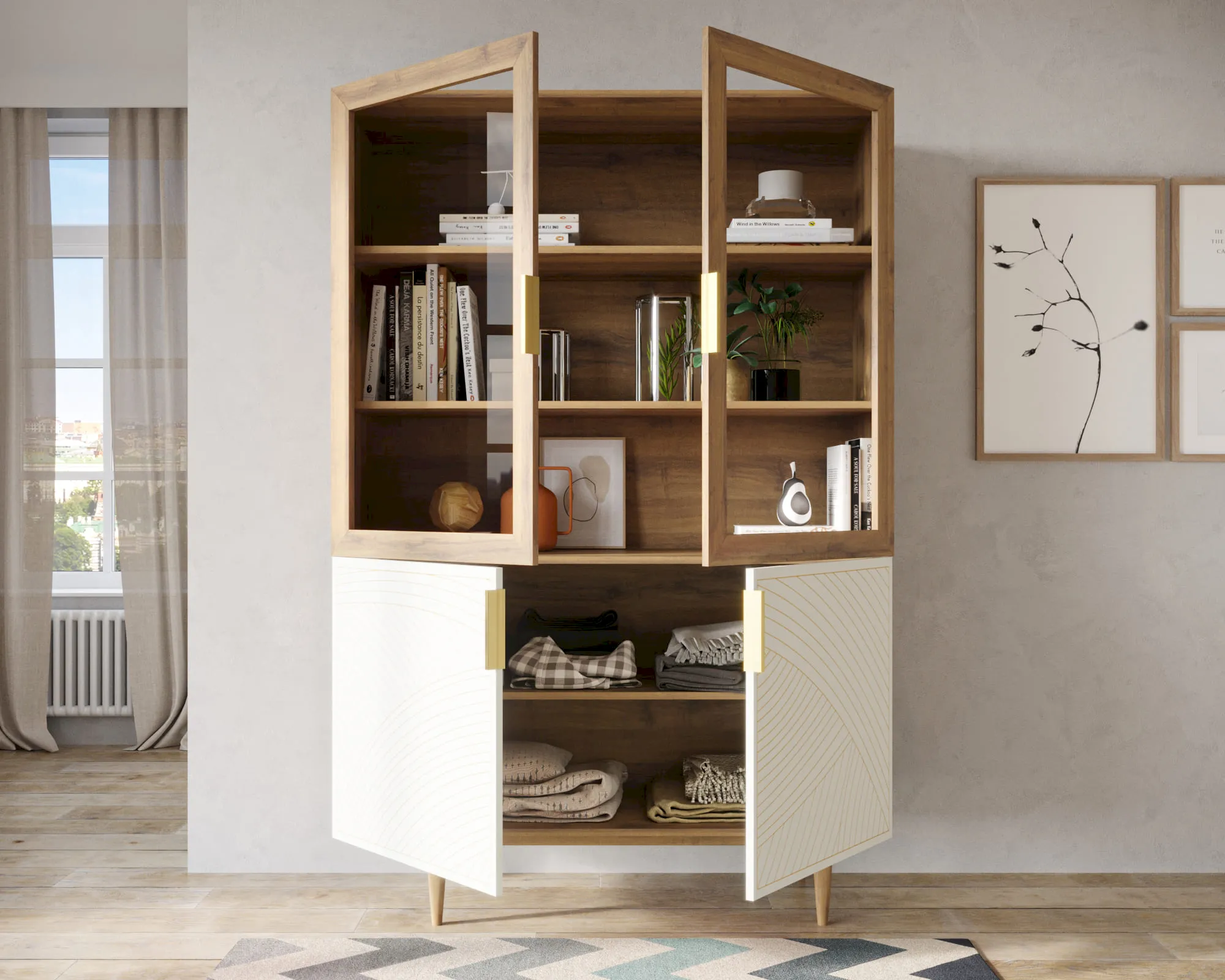 купить Буфет с двумя дверками "Лайн (Line)" LN11/GR1/beige
