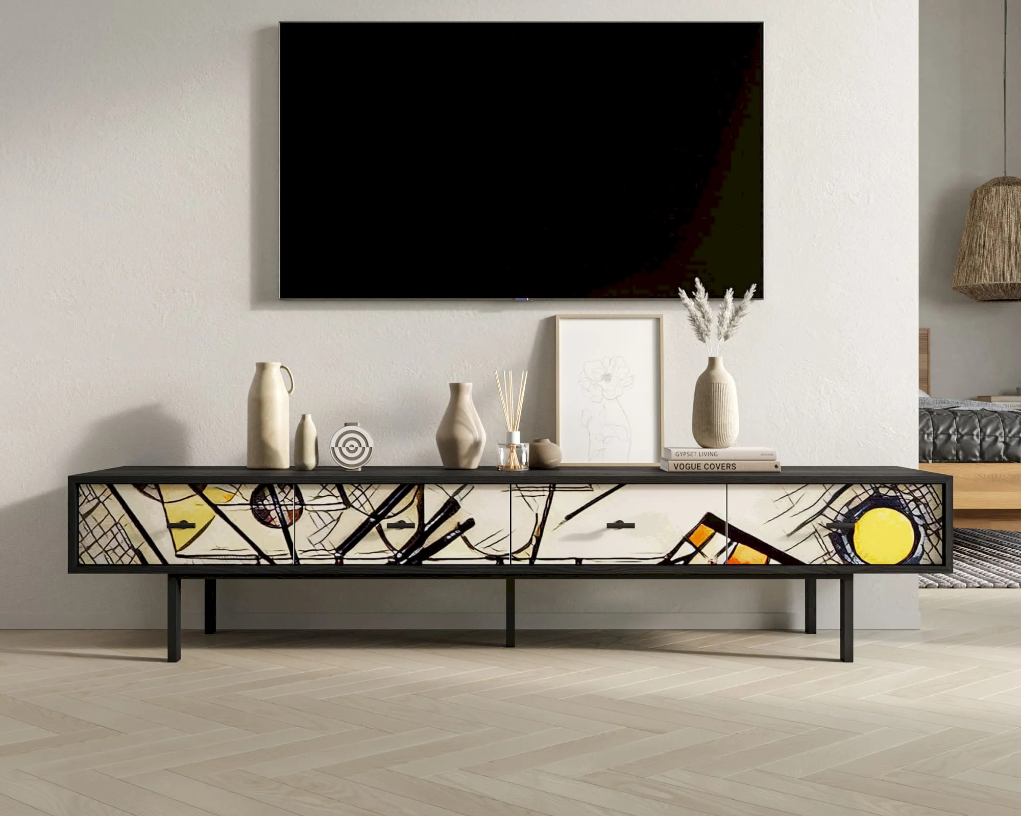 Комод с четырьмя ящиками под TV "Эмерсон (Emerson)" by Kandinsky арт EM06/Print_01 в интернет-магазине в Москве Комод с четырьмя ящиками под TV "Эмерсон (Emerson)" by Kandinsky арт EM06/Print_01 в интернет-магазине