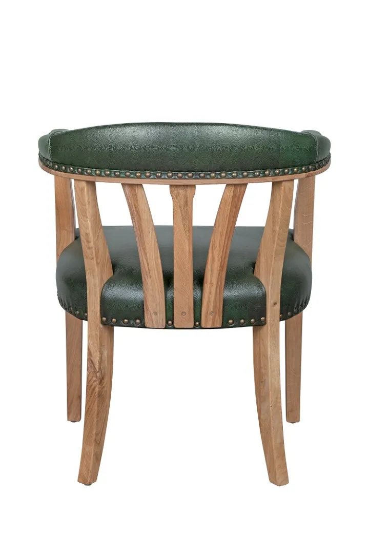 Мягкий стул с подлокотниками Tanner Green Leather в интернет-магазине
