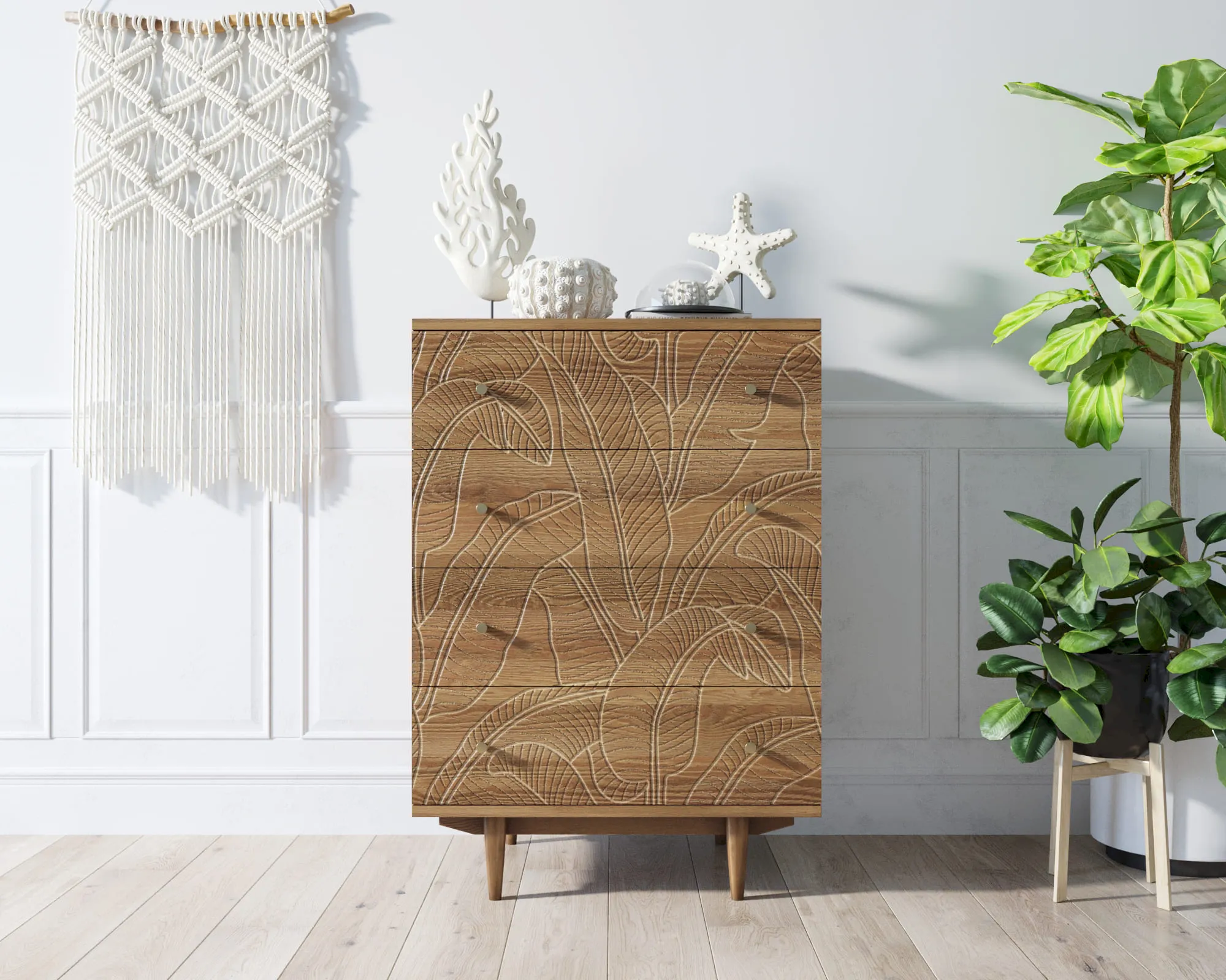 Комод "Boho" на 4 ящика джангл арт BH10 в интернет-магазине в Москве Комод "Boho" на 4 ящика джангл арт BH10 в интернет-магазине