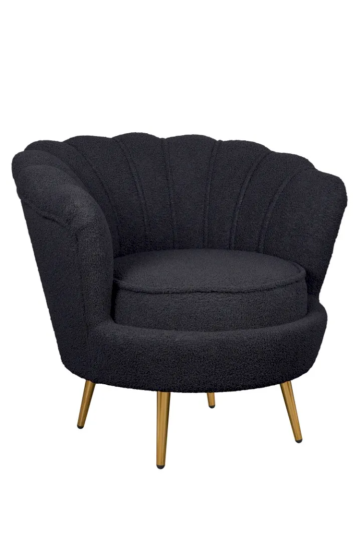 купить Низкое кресло ракушка Pearl Black Boucle