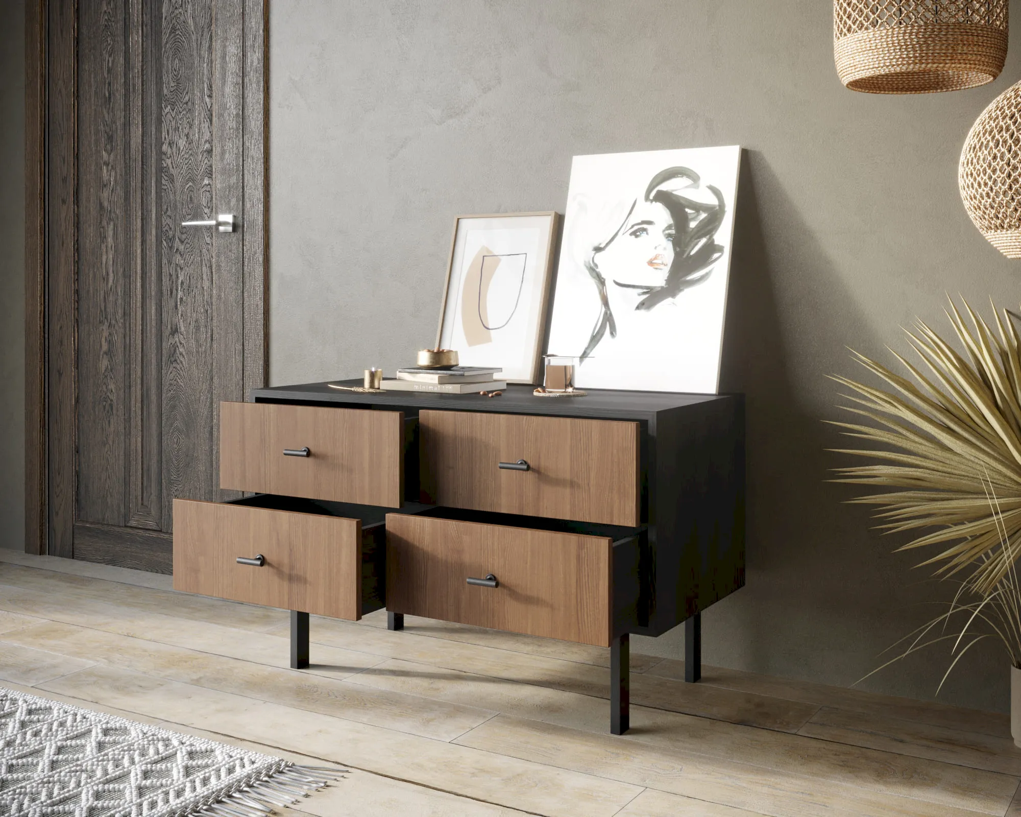 купить Комод с четырьмя ящиками "Эмерсон (Emerson)" арт EM05