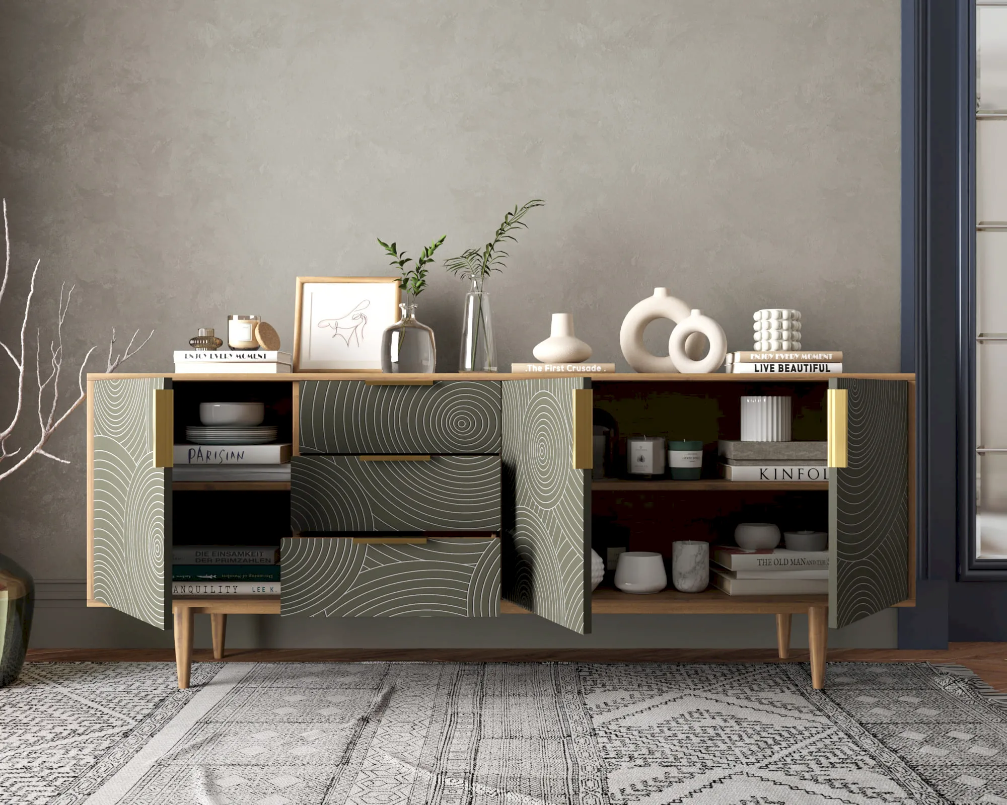 купить Комод "Лайн (Line)" удлиненный R25/browngrey