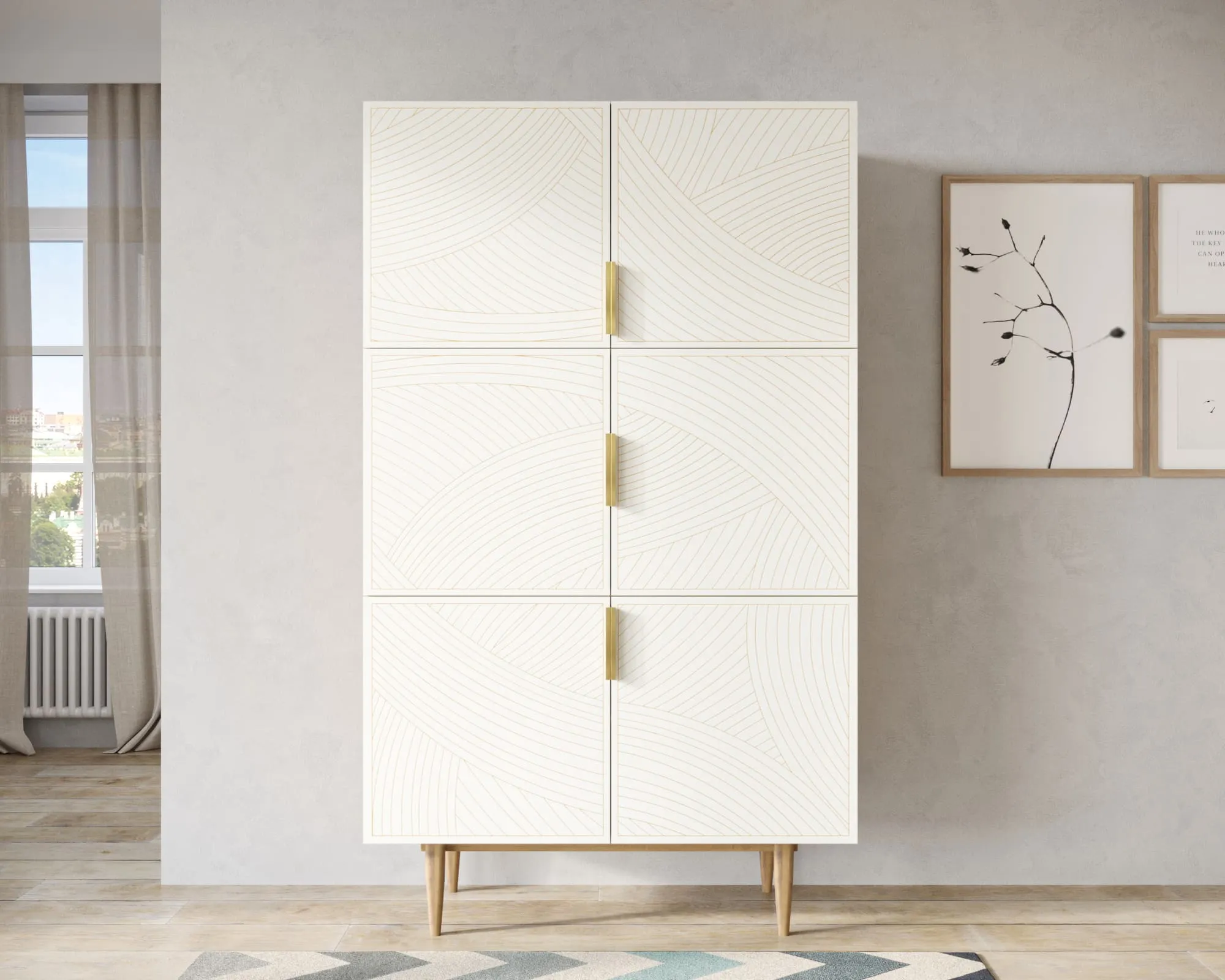 Большой комод с шестью дверками "Лайн (Line)" LN04/GR1/beige в интернет-магазине в Москве Большой комод с шестью дверками "Лайн (Line)" LN04/GR1/beige в интернет-магазине