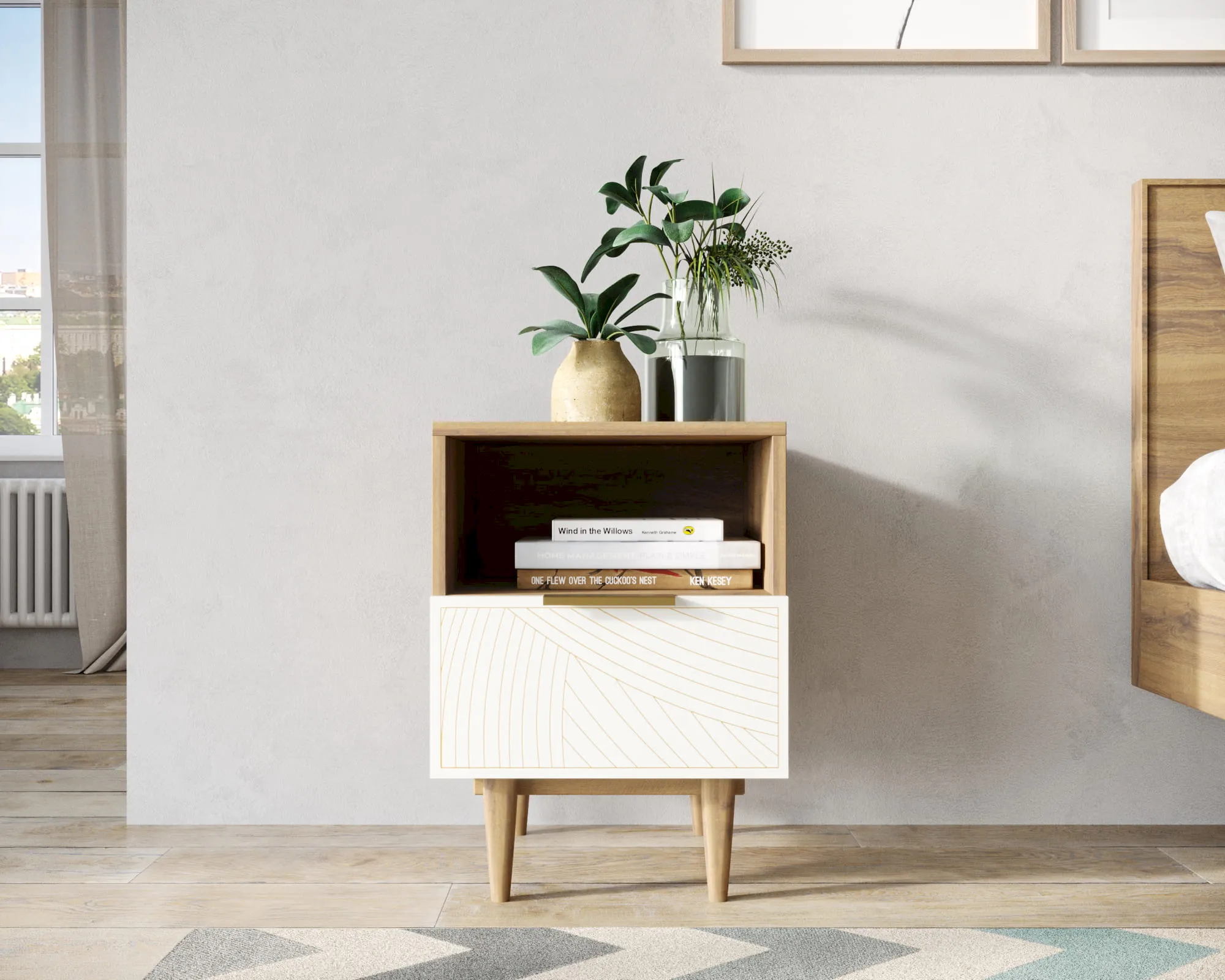 Тумбочка с нижним ящиком "Лайн (Line)" LN09/GR1/beige в интернет-магазине в Москве Тумбочка с нижним ящиком "Лайн (Line)" LN09/GR1/beige в интернет-магазине