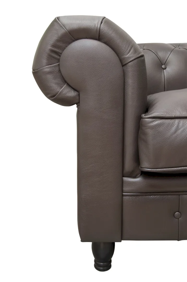 фото Диван из коричневой кожи Chesterfield Brown Leather 2S в Москве фото Диван из коричневой кожи Chesterfield Brown Leather 2S