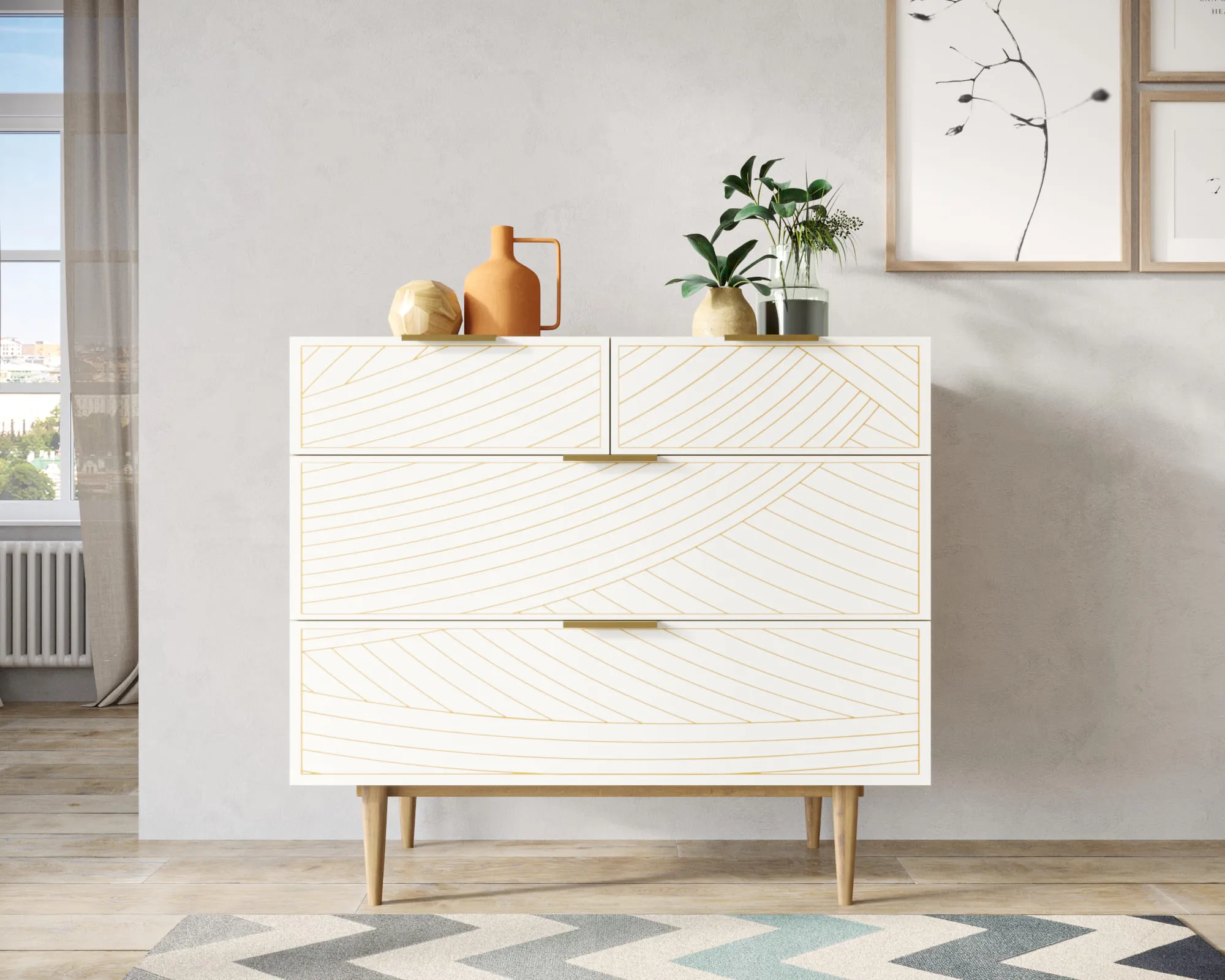 Комод с четыремя ящиками "Лайн (Line)" LN14/GR1/beige в интернет-магазине в Москве Комод с четыремя ящиками "Лайн (Line)" LN14/GR1/beige в интернет-магазине