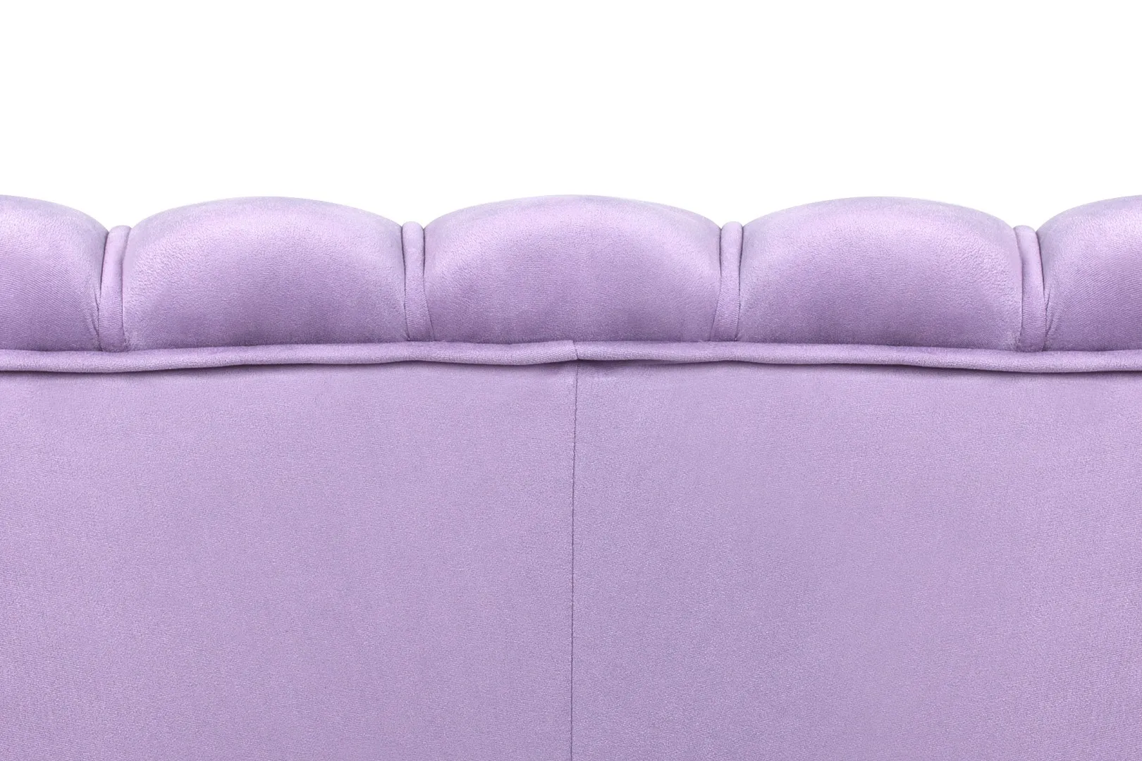 Диван ракушка для гостиниц Pearl Triple Purple на черных ножках в интерьере