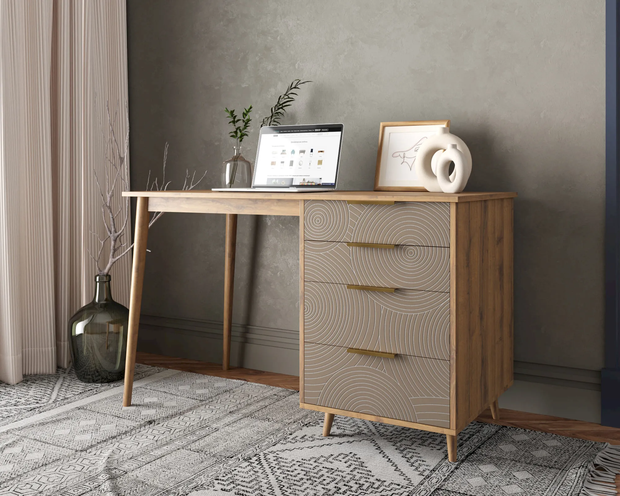заказать Стол рабочий "Лайн (Line)" одной тумбой R23/beige в Москве заказать Стол рабочий "Лайн (Line)" одной тумбой R23/beige