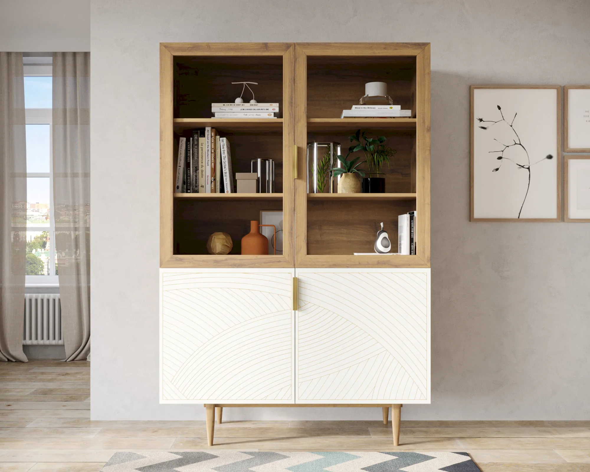 Буфет с двумя дверками "Лайн (Line)" LN11/GR1/beige в интернет-магазине