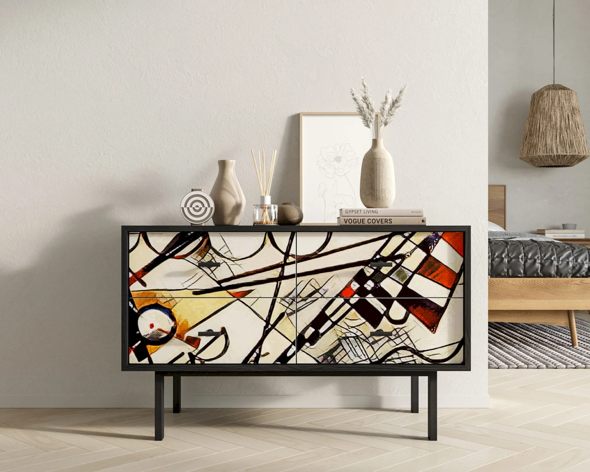 Комод с четырьмя ящиками "Эмерсон (Emerson)" by Kandinsky арт EM05/Print_01 в интернет-магазине