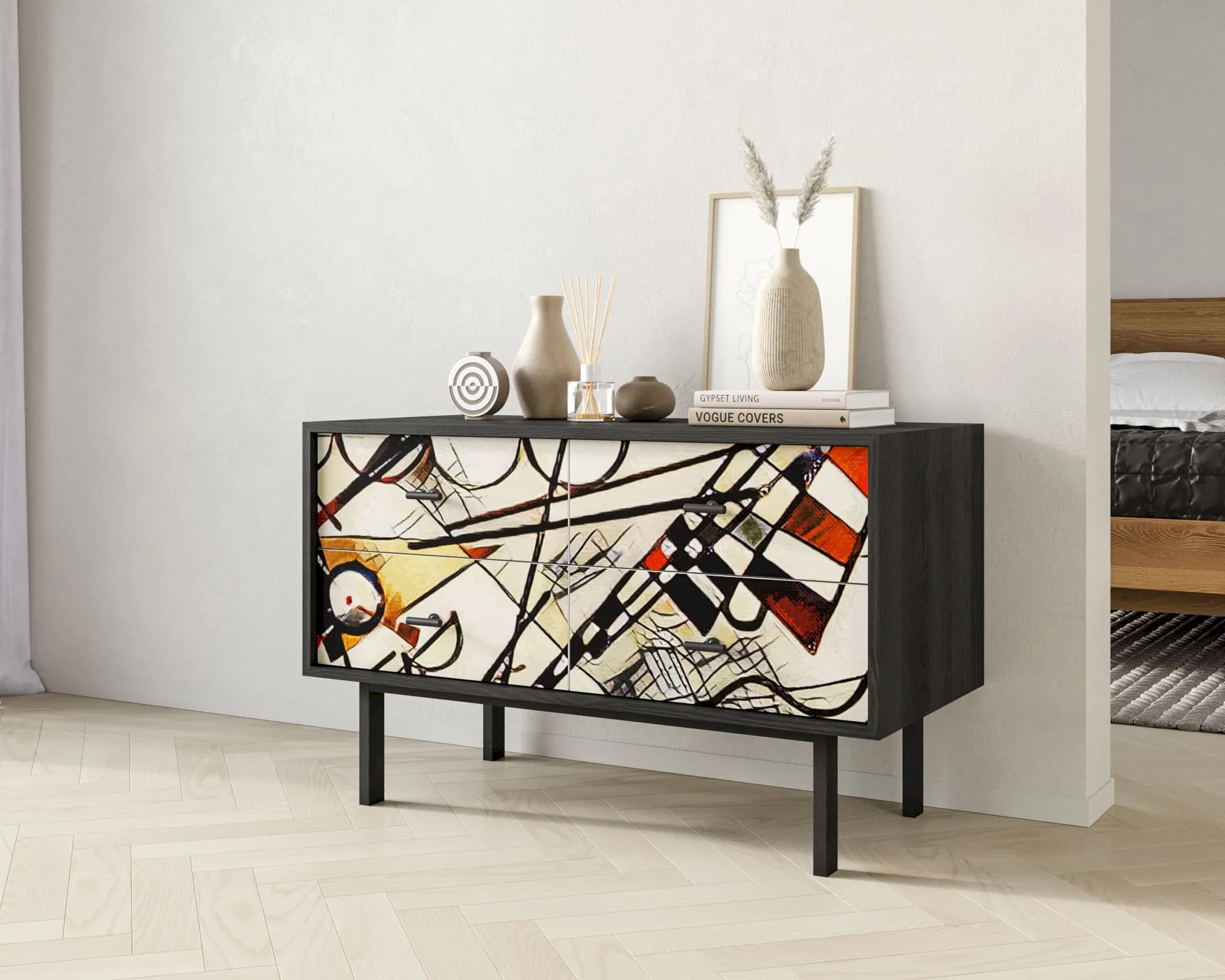 заказать Комод с четырьмя ящиками "Эмерсон (Emerson)" by Kandinsky арт EM05/Print_01