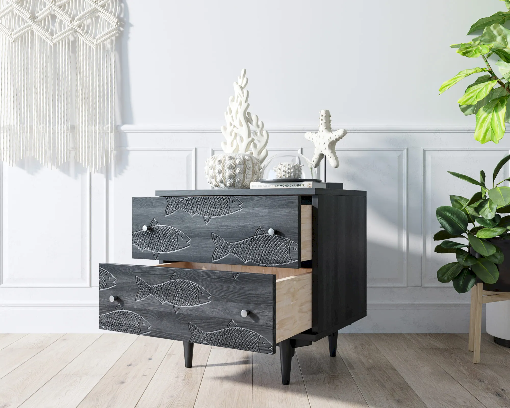 купить Комод "Boho" 2 ящика с рыбами арт BH03 в Москве купить Комод "Boho" 2 ящика с рыбами арт BH03
